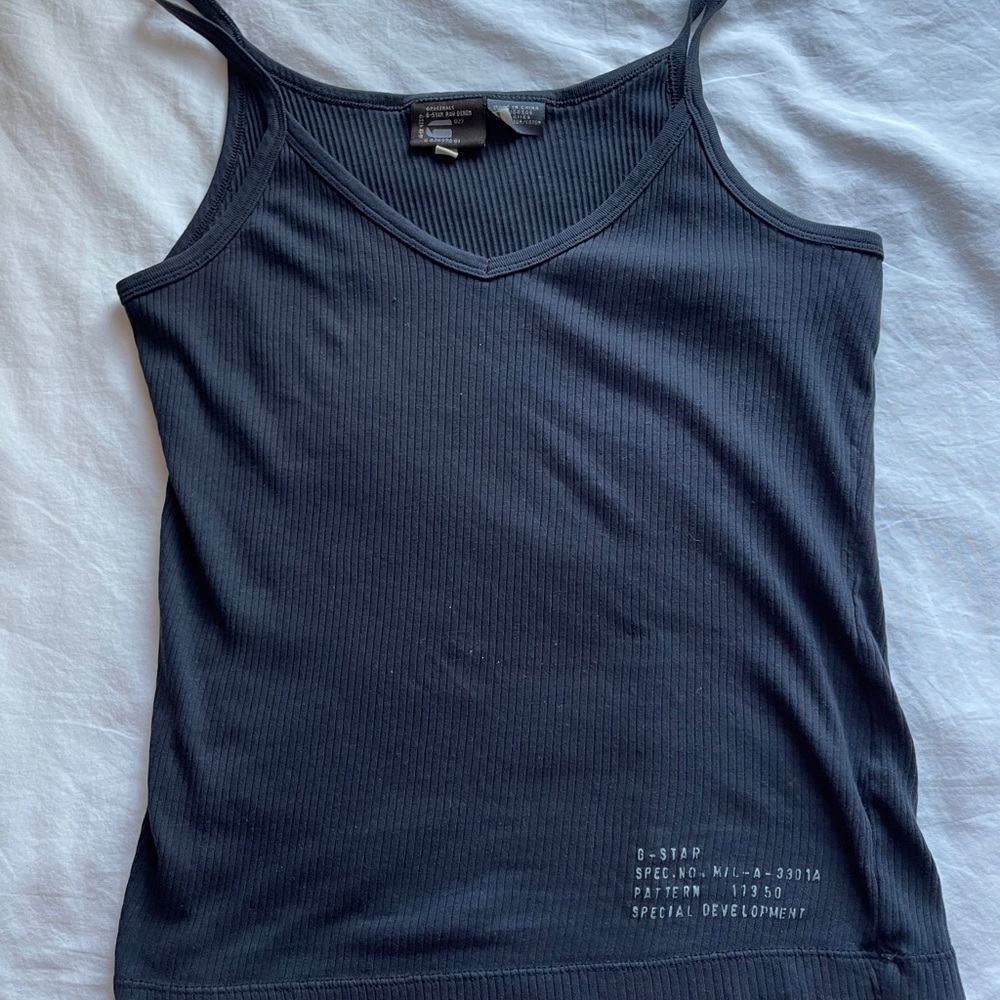 Black ribbed G-Star tank top
